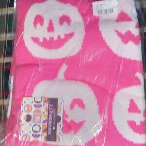 🎃 Halloween NOVOGRATZ Feather Happy Pumpkin Throw 50x70 Pink Blanket